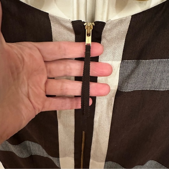 Anthropologie Maeve Women’s Brown Beaded Pleat Plaid Fit Flare Knee Length Dress - Picture 12 of 14